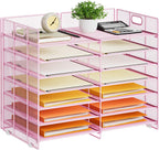 Marbrasse Desktop Literature Organizer, 12 Compartments Mesh Paper Organizer