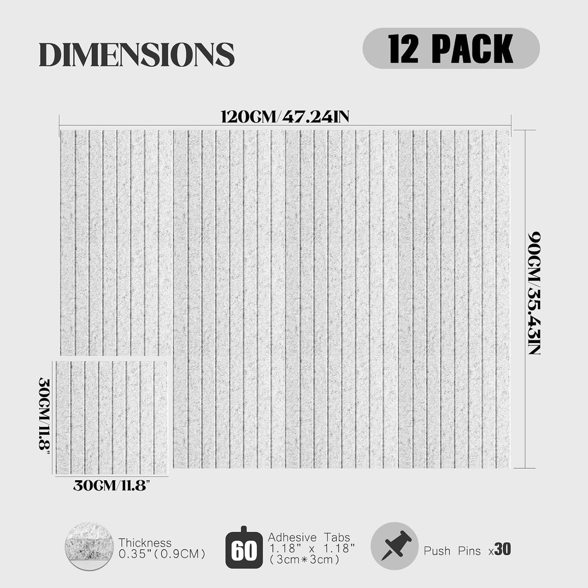 Felt Bulletin Board Tiles 48x36 12 Pack Sound Absorbing Wall Panels
