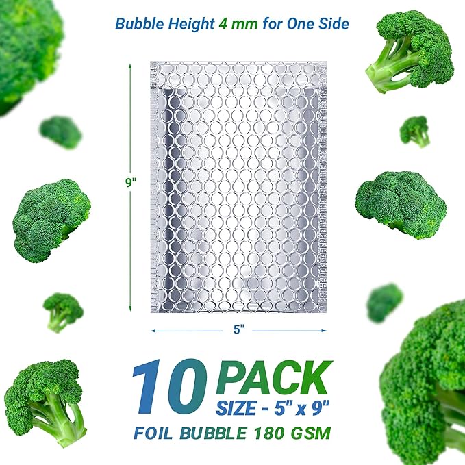 Amiff Silver Thermal Bubble Mailer, 5 x 9 Inches. 10 Pack Metallic Bubble - Image 2