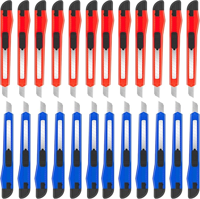 24 Pack Box Cutter Retractable, Utility Knife by DIYSELF