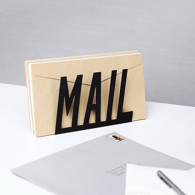 MyGift Mail Holder Organizer Countertop Modern Metal Black - Image 2