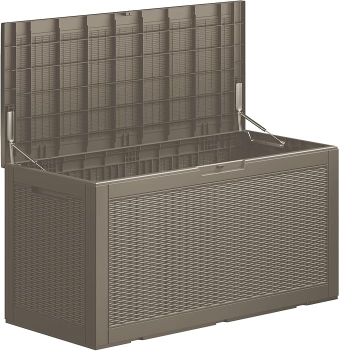 Decksplore 100 Gallon Lockable Resin Deck Box, Waterproof Outdoor Storage Box by Decksplore%E2%80%94BuiltforOutdoor