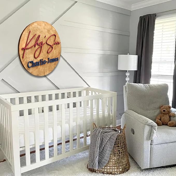 Custom Round Nusery Name Sign, Personalized 3D Baby Name Announcement Sign - Image 5