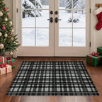 GENIMO Checkered Rug 27.5x44 inches Black and White Fine Plaid Outdoor Rug by GENIMO