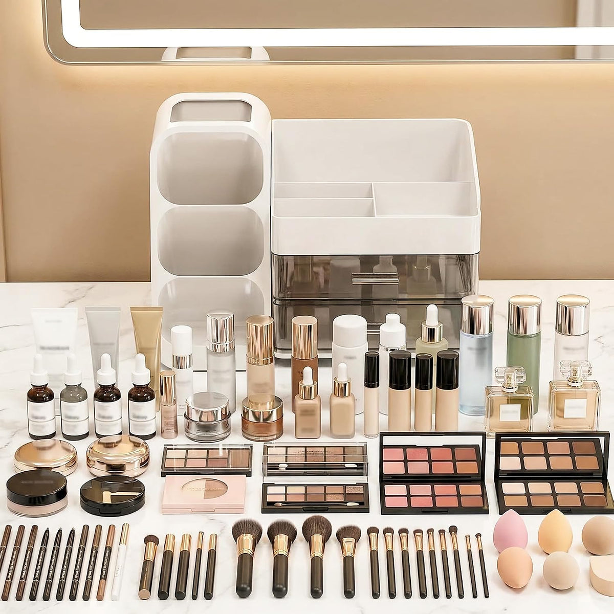 Large Capacity Makeup Organizer Countertop with Makeup Brush Holder for Vanit...