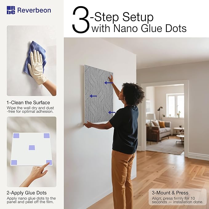 Reverbeon 6 PCS Acoustic Panels, 23.6x23.6 Inch Sound Absorbing Panels - Image 3