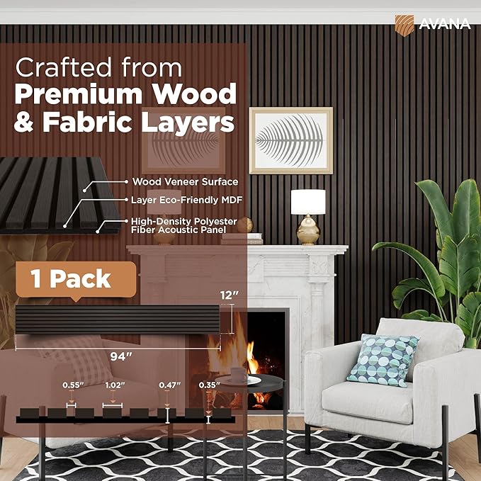 Avana Modern Acoustic Wood Wall Panels – 94.4 x 12.6 Inch Smoke Oak Acoustic - Image 4