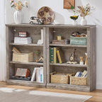 RWYHG 43" Grey Tall Bookshelf, 3-Tier Thick Wooden Book Shelf - Image 4