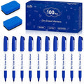 Lineon Dry Erase Markers, 100 Bulk Pack Blue Whiteboard Markers by ShuttleArt
