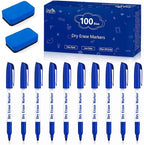 Lineon Dry Erase Markers, 100 Bulk Pack Blue Whiteboard Markers by ShuttleArt