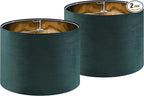 Green Velvet Lampshades Set of 2 Medium Drum Lamp Shade 13" Top x 13" Bottom x by GOSO