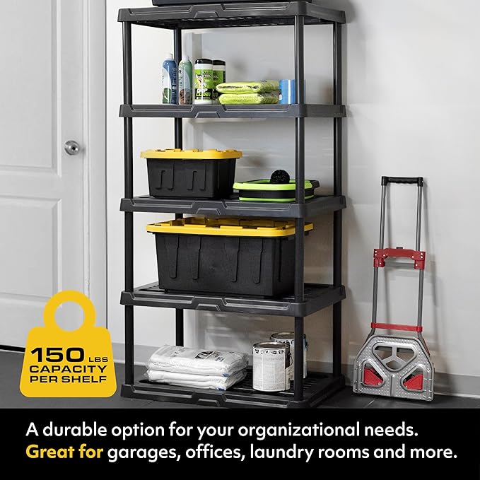 CENTREX CX 5-Tier Plastic Storage Shelving Unit 2 Pack, Heavy Duty, 150lbs Per - Image 3