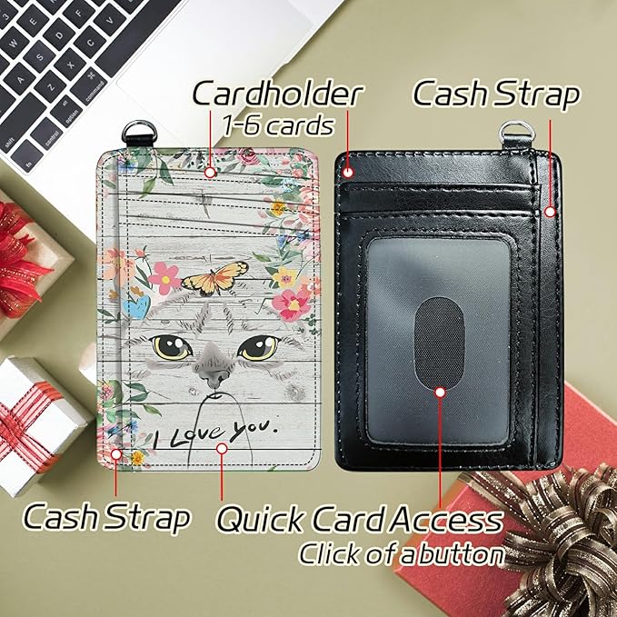 BWEGRHE Small Travel Wallets, Cat Flowers Slim Minimalist Front Pocket Wallet - Image 5