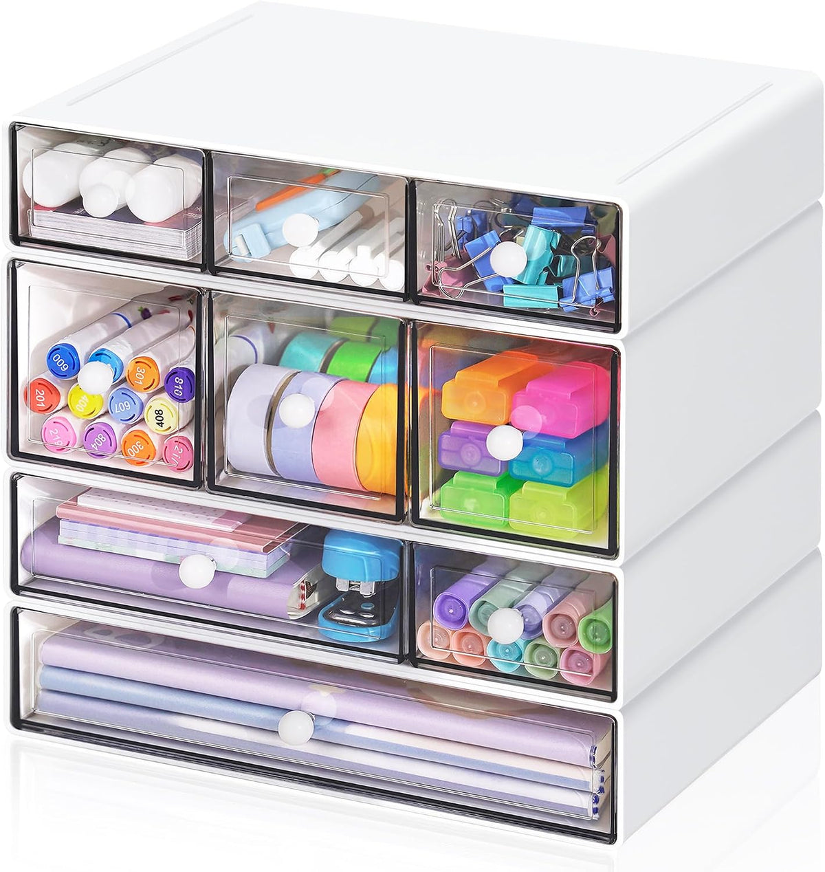 desk storage organizer with 9 drawers, 4 tiers, main product view