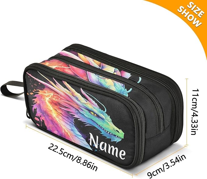 BOENLE Custom Lightning Dragon Watercolor Pencil Case Box Boys Girls - Image 4
