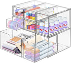 Desk Organizer with 7 Drawers, FODIENS 7 Packs Acrylic Stackable Desktop by FODIENS