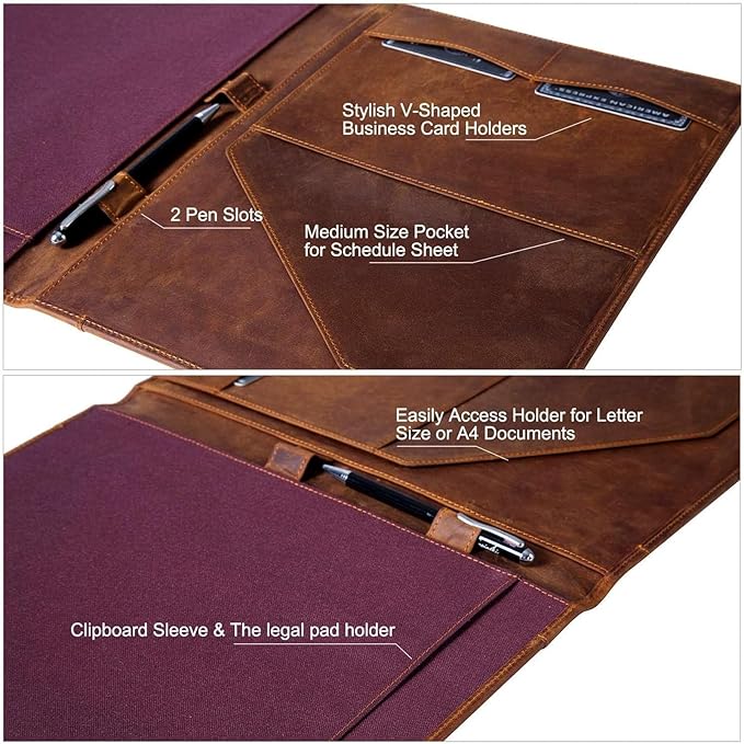 Jack&Chris Leather Portfolio, A4 Document Folder Legal Pad Padfolio, - Image 5