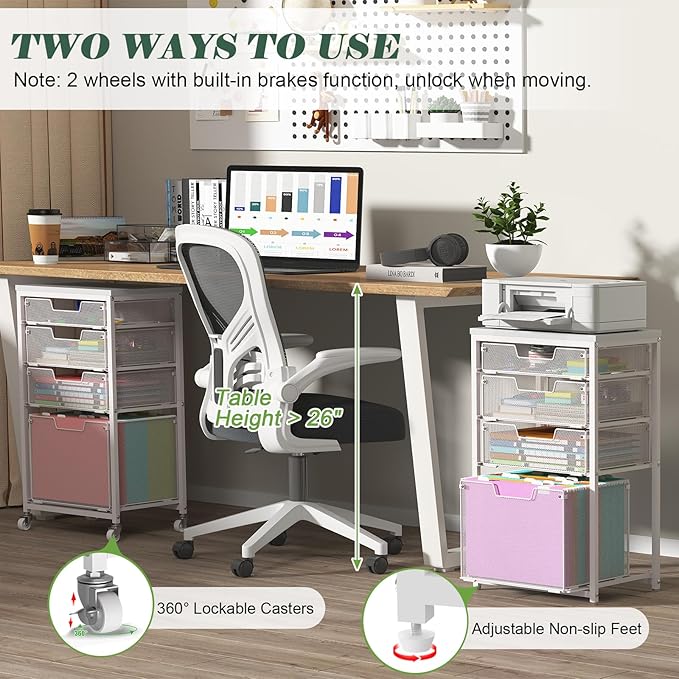 Sbanmao 4 Drawer Rolling File Cart - Image 3