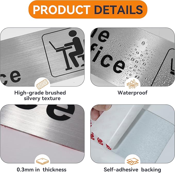 The Office Sign for Home and Business Door，Self-Adhesive Waterproof and - Image 4