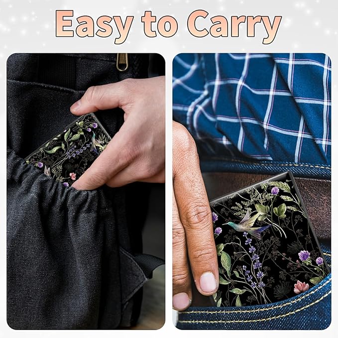 BWEGRHE Slim Credit Card Holder, Wild Flower Hummingbird RFID Blocking Metal - Image 7