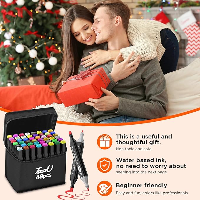 HOMESILMO 48 Color Alcohol Pen Set, Double Tip Art Adult Alcohol Pen, Mixed - Image 8