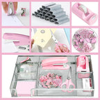 Pink Office Desk Accessories, Desk Drawer Organizer, Stapler and Tape Dispenser - Image 5