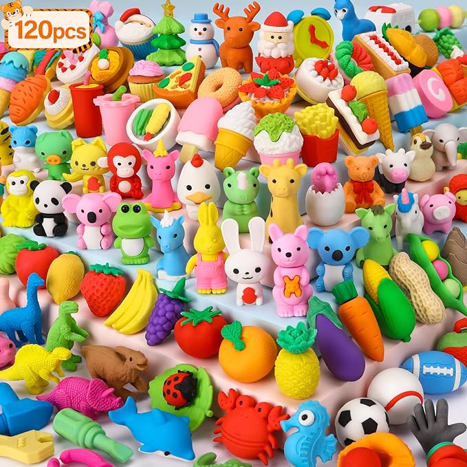 Moosia 120 Pack Animal Pencil Erasers by Moosia