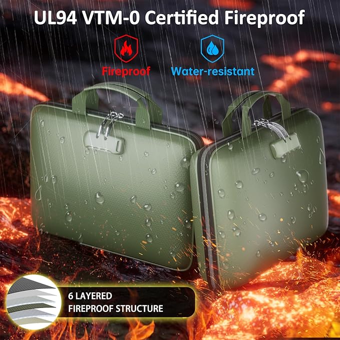 Fireproof File Organizer with Lock, Hard-Shell Case Fireproof Document Box with - Image 2