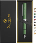 Scriveiner Personalized Luxury EDC Fountain Pen, Stunning Matt Green Pocket Pen by Scriveiner