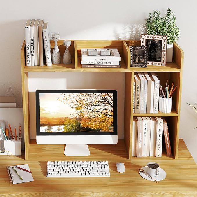 Tangkula Desktop Bookshelf, Countertop Storage Hutch - Image 4