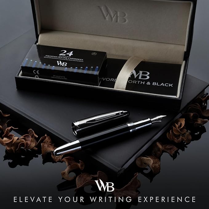Wordsworth & Black Majesti Fountain Pen-, Luxury Case, Stainless Steel; Medium - Image 2