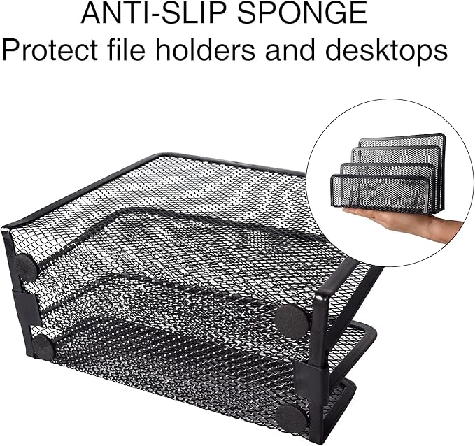 wishacc Desk Mail Organizer Small File Holders Letter Metal Mesh - Image 6