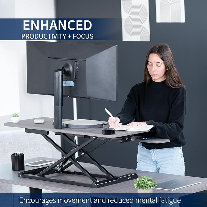VIVO 42 inch Desk Converter, K Series, Height Adjustable Sit to Stand Riser - Image 4