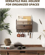 Rebee Vision Farmhouse Wood Mail Organizer Wall Mount - Image 2