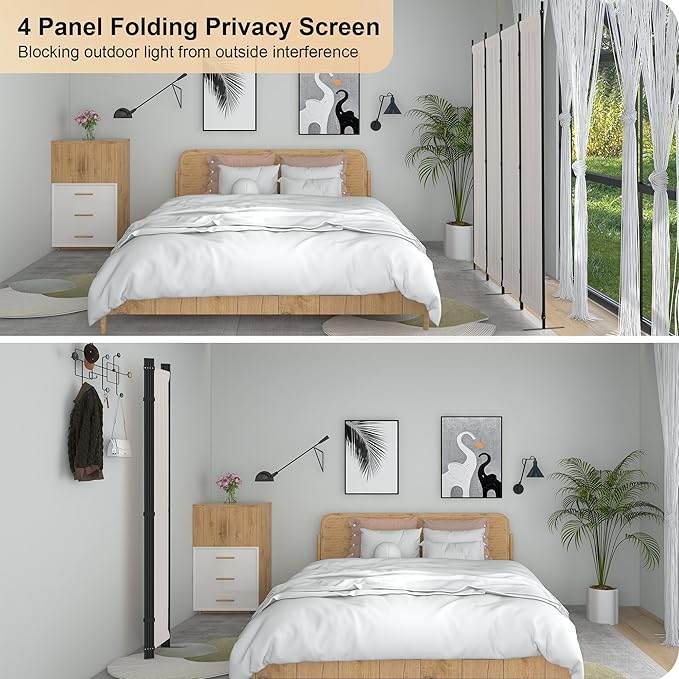 Kecreque Room Divider 4 Panel Partition Room Dividers & Folding Privacy Screens - Image 2