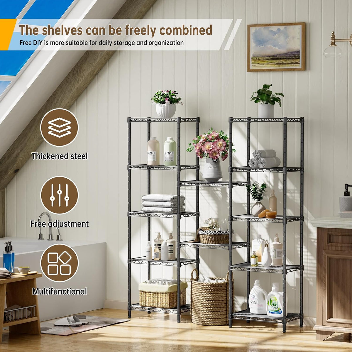 Golpart 6Tier Adjustable Storage Shelves Metal Wire Shelving Standing Shelf