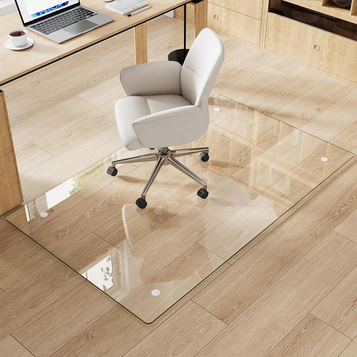 30" x 48" Tempered Glass Chair Mat for Carpet & Hard Floors | 0.19" Thick Tempered Glass, 1000lbs Heavy Duty, Scratch Resistant, Non-Slip, Quiet Rolling, For Carpet&Hard Floors