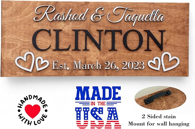 Custom Family Name Sign | Personalized Wooden Wedding Gift | Rustic Last Name - Image 3