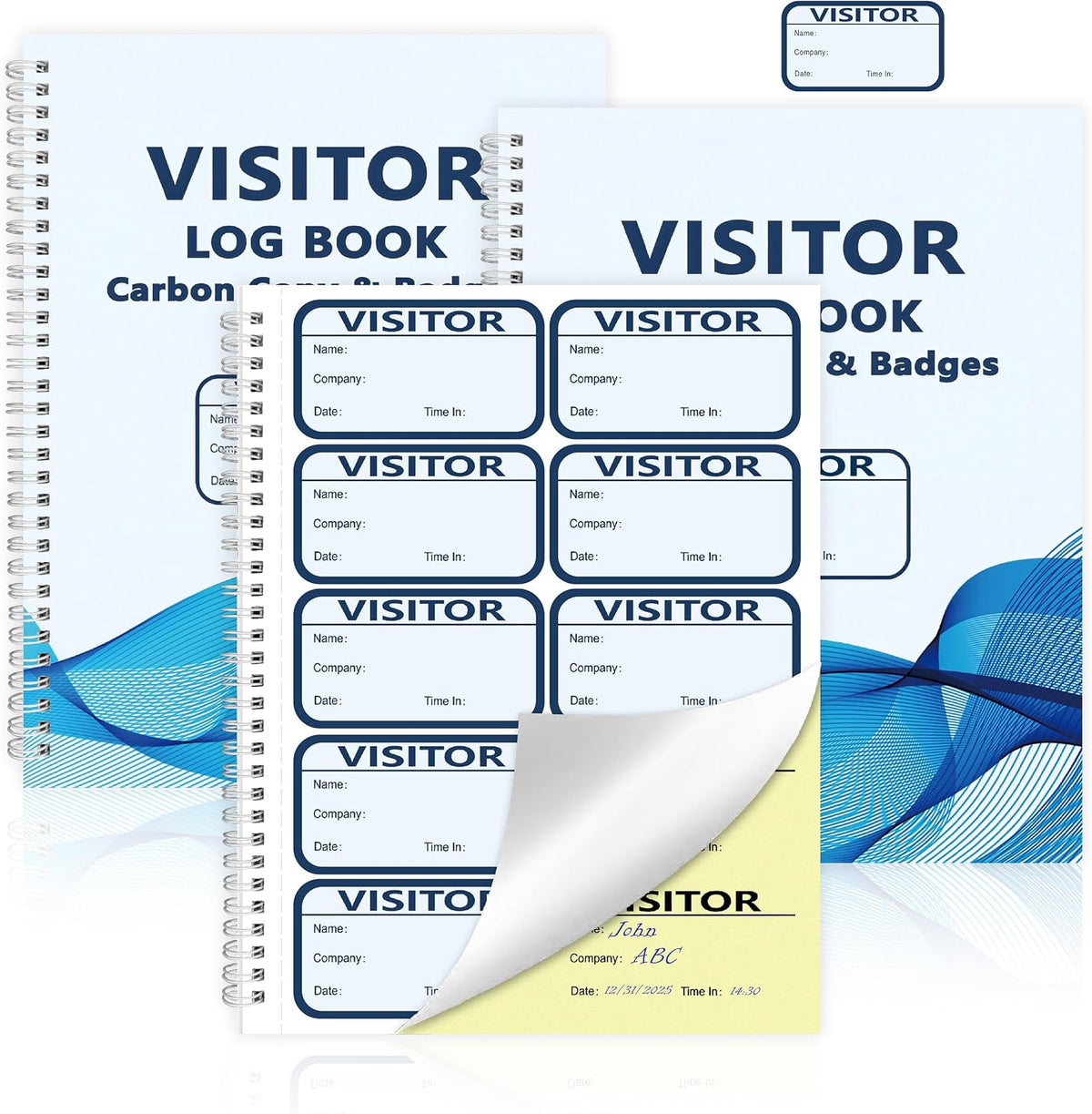 3 Pack Visitor Badges with Carbon Copy Visitor Stickers Letter Size Visitor Log