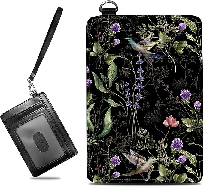 BWEGRHE Small Travel Wallets, Wild Flower Hummingbird Slim Minimalist Front by BWEGRHE