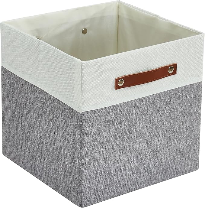 DECOMOMO Storage Basket with Lid, Storage Cubes with Handles, Fabric Box with - Image 9