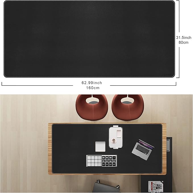 CENNBIE Leather Desk Mat, Extended Non-Slip Mouse Pad, Waterproof PU Leather - Image 2