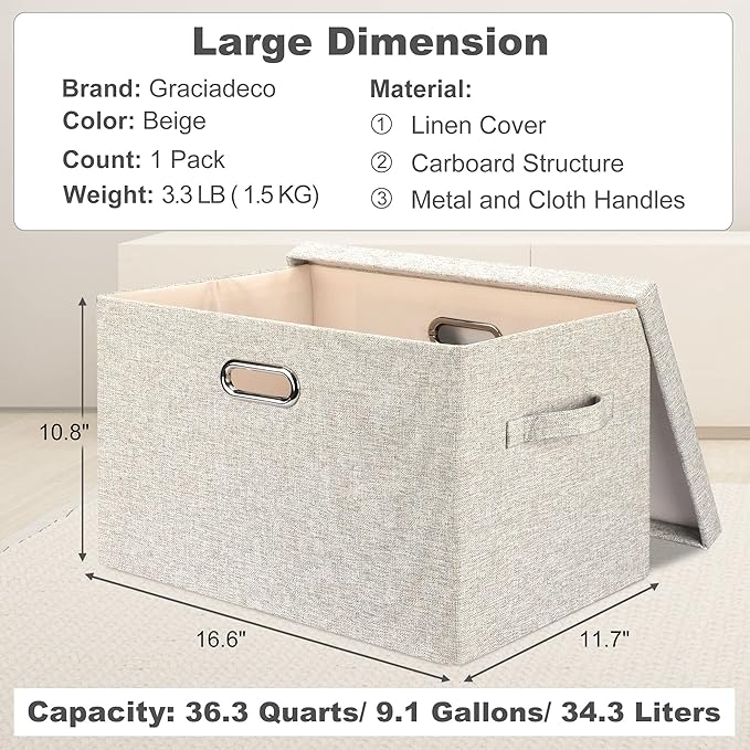 Graciadeco Large 17 36 Quart Collapsible Stackable Storage Bins - Image 2