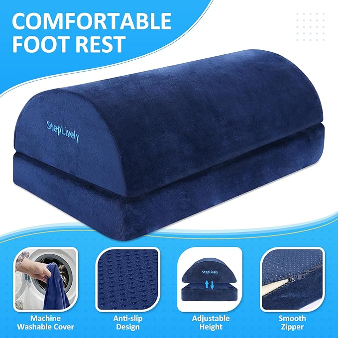 StepLively Foot Rest for Under Desk at Work, Comfortable Foot Stool - Image 2