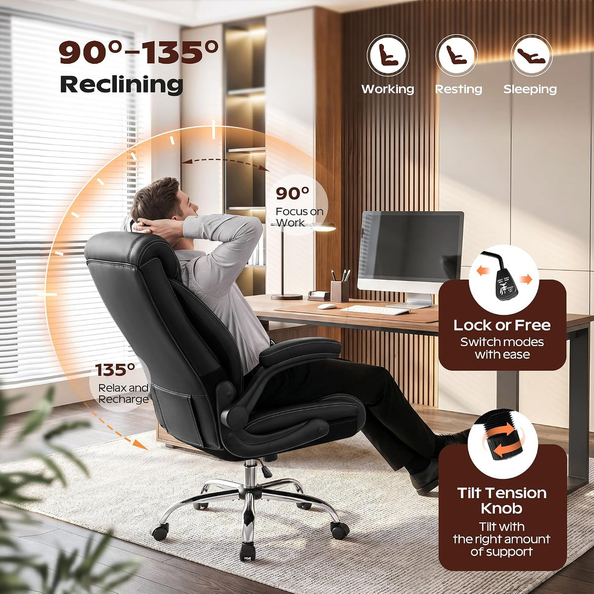 Office Chair, Ergonomic High Back Home Office Desk Chair, Big and Tall Breath...