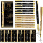 Feifeiya 30 Set 65th Birthday Favors with Black Gold Pens Cards | Birthday Souvenirs for Guests, Black and Gold Pens with Paper Thank You Cards for Men, Women and Wedding Anniversary Party