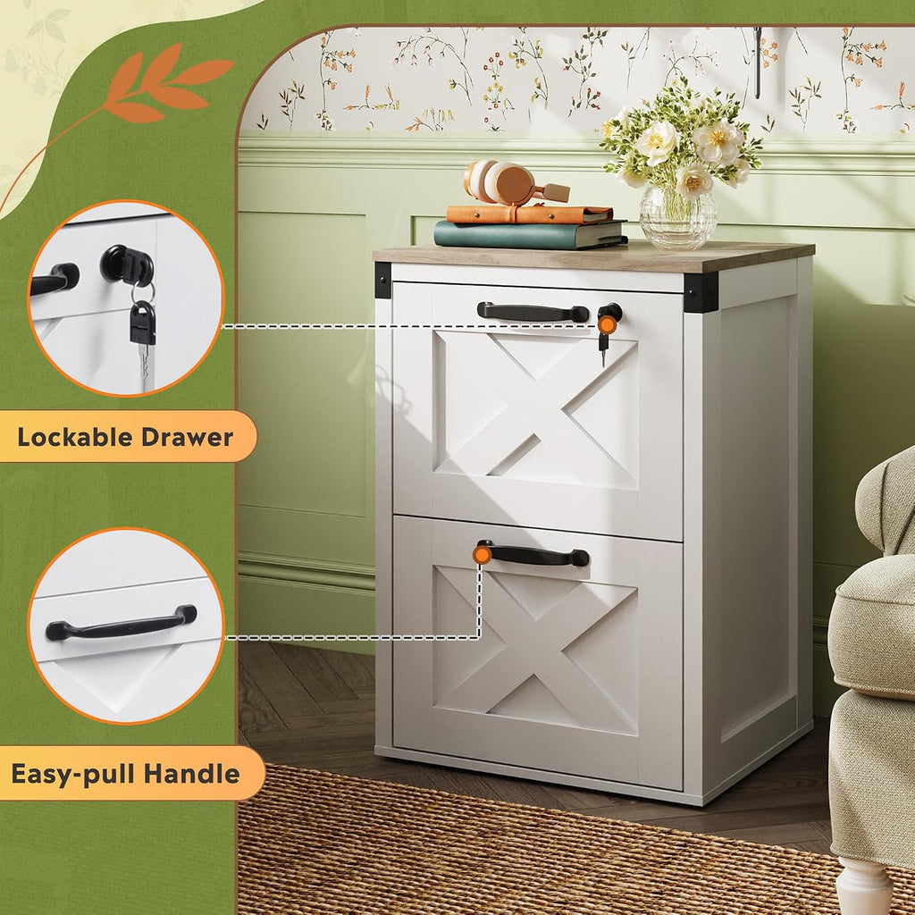 devaise 2-drawer file cabinet with lock, wood office, package contents