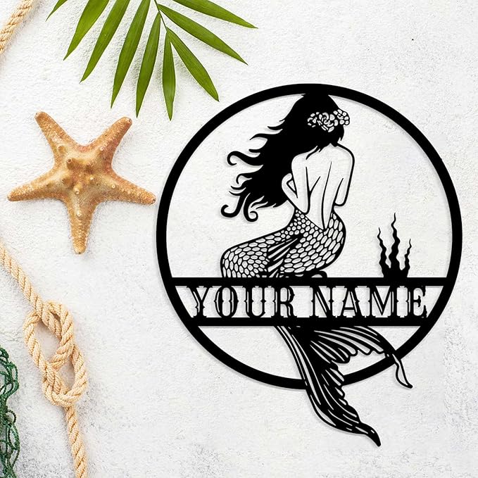 Custom Personalized Mermaid Name Metal Sign, Mermaid Wall Decor, Beach Theme by Unknown