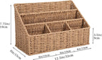 DINGTAI Rattan Desk Organizer, Tabletop Mail Holder, 5 Slot Mail Organizer - Image 3
