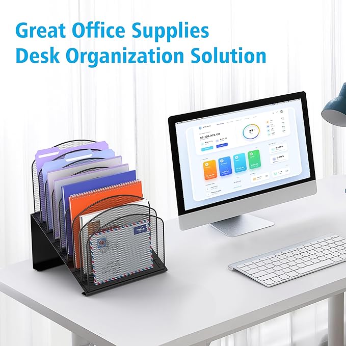Inclined Desk File Organizer, 8-Section Upright Desk Organizer File Sorter - Image 6